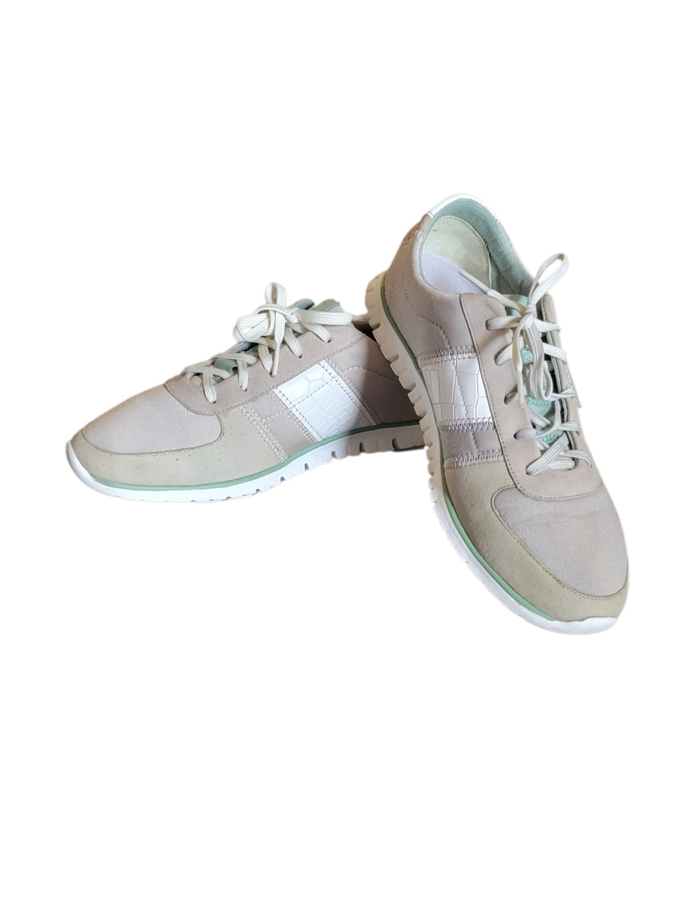 Cole Haan Shoes Women's 8 Zerogrand Lace Up Low Top Sneakers Grey Green Suede